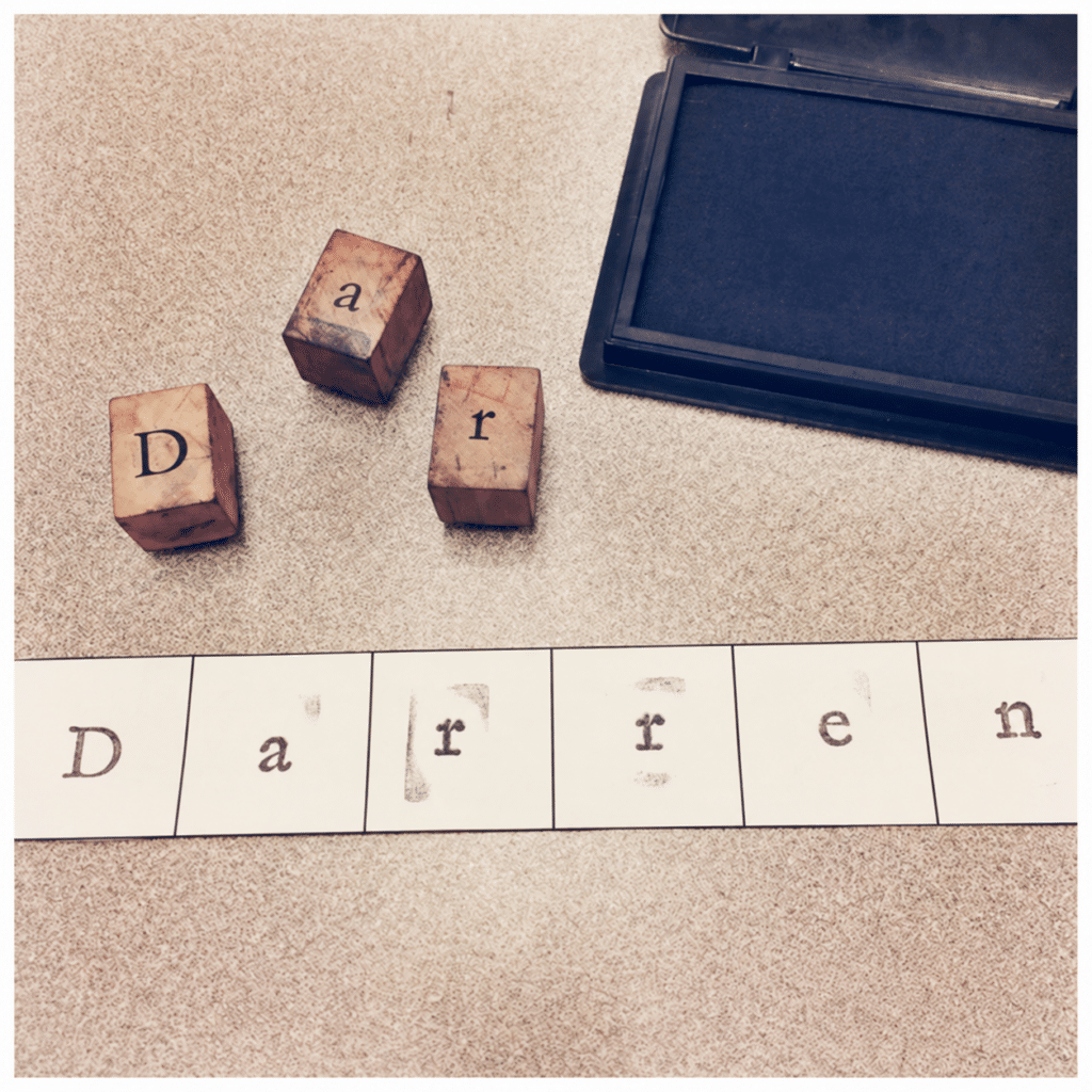 Stamping Names for Length Lesson