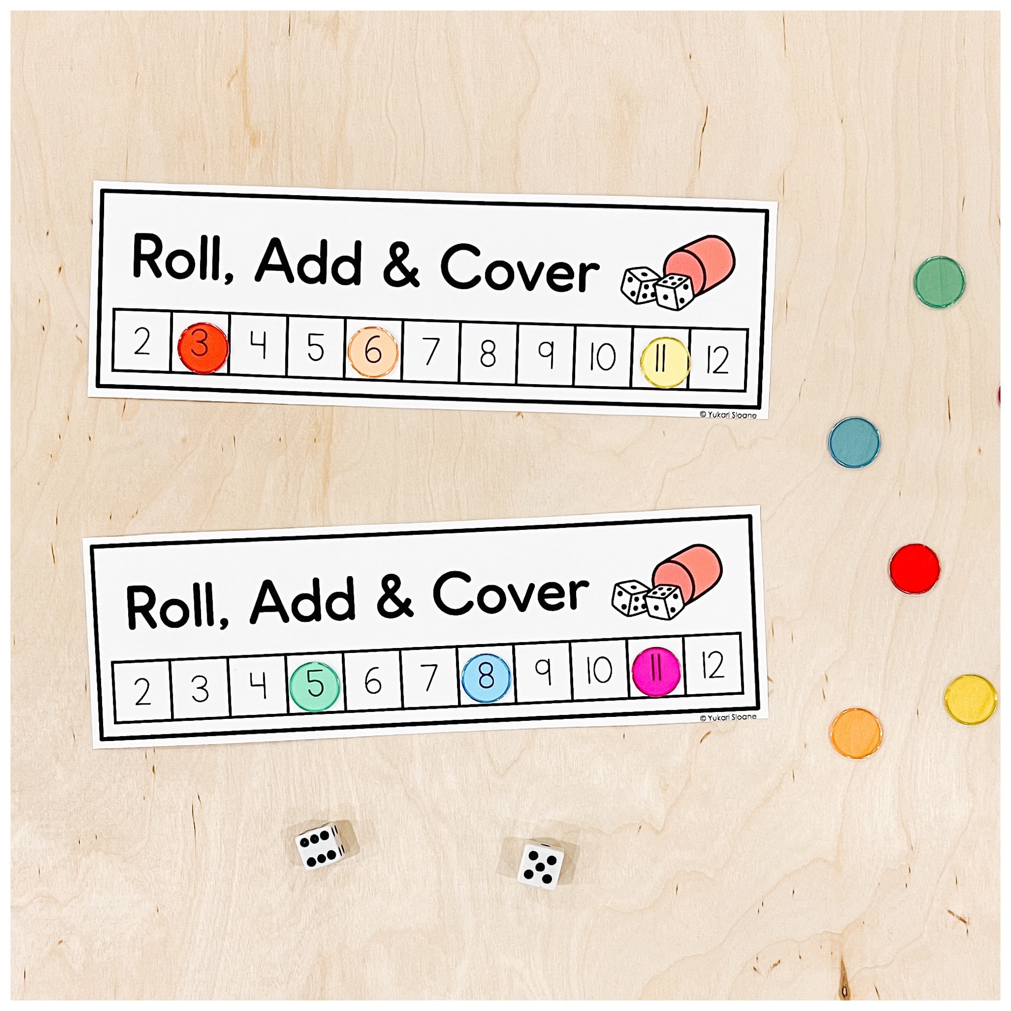 A free addition centre where students roll the dice and cover the sum