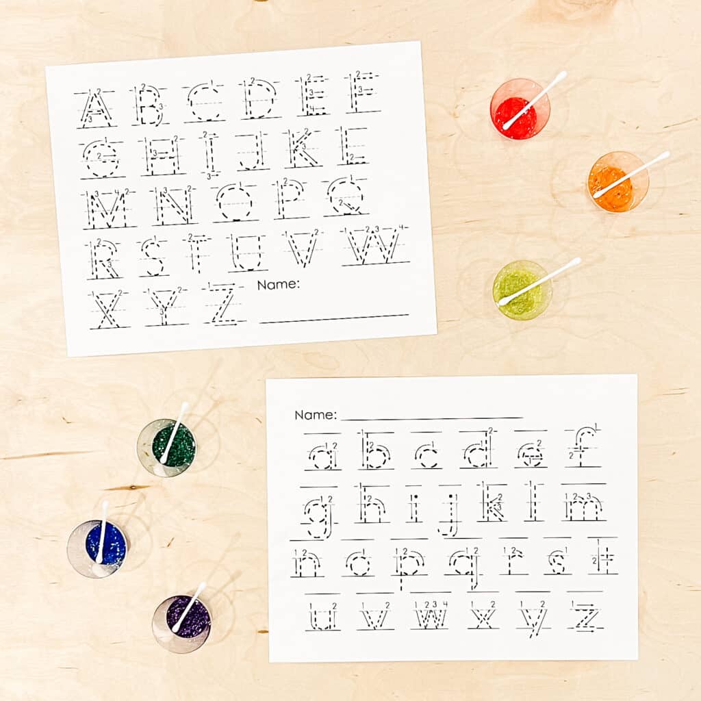 cotton swab letter formation centre