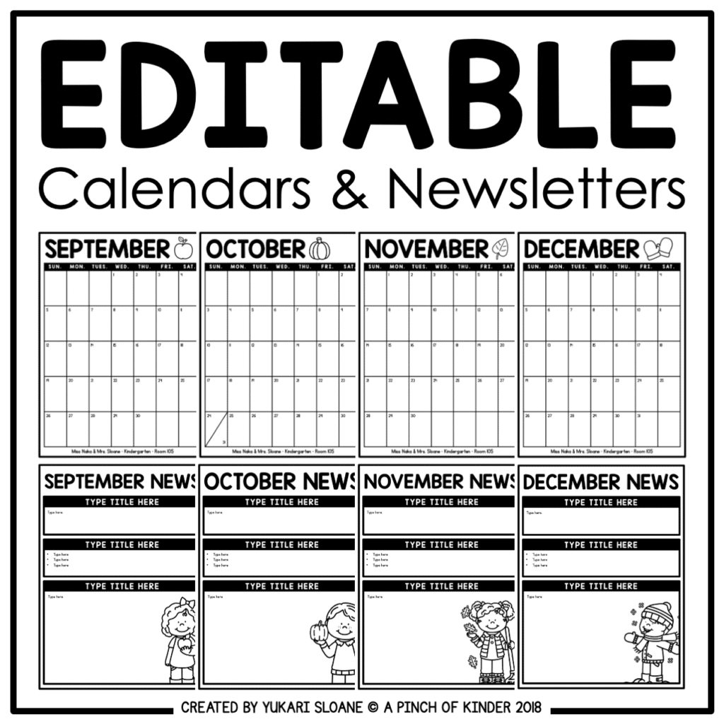 editable calendar and newsletter cover