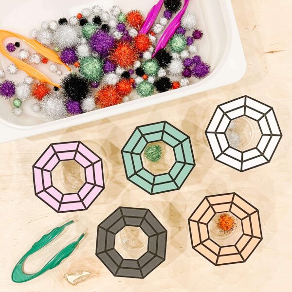 spider web pom pom sorting 1 spider web pom pom sorting 1