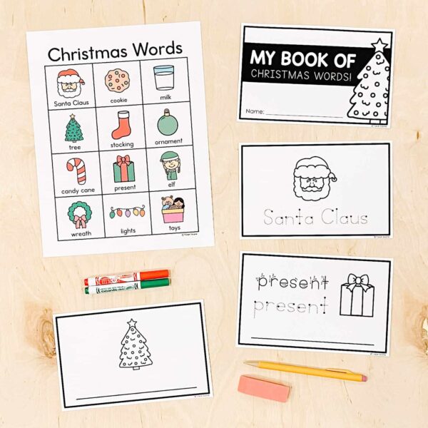 Christmas Word Chart and Mini Book for Kindergarten Christmas Word Chart and Mini Book for Kindergarten