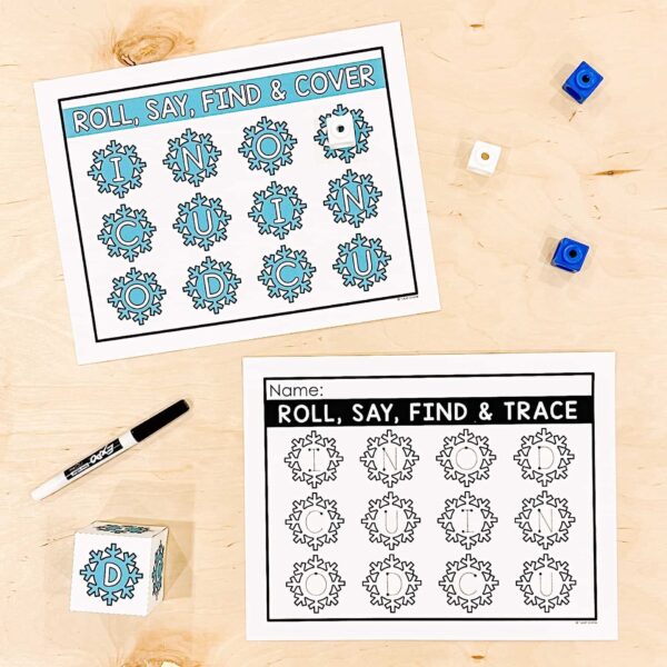 Winter Themed Roll and Cover Letters Kindergarten Literacy Center Winter Themed Roll and Cover Letters Kindergarten Literacy Center