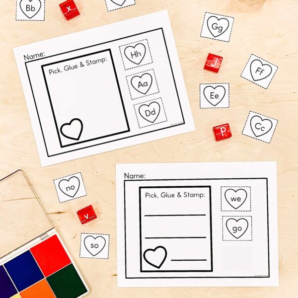 Valentine's Day Pick Glue and Stamp Literacy Centre Valentine's Day Pick Glue and Stamp Literacy Centre