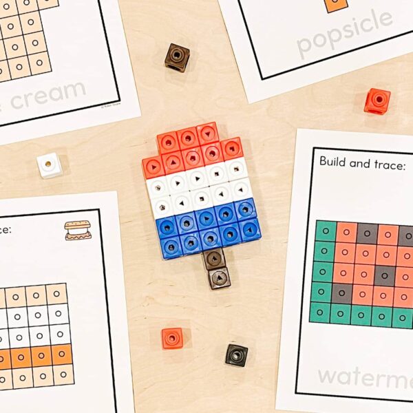 Summer Themed Build and Trace Snap Cubes Summer Themed Build and Trace Snap Cubes