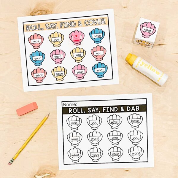 Summer Themed Roll and Cover, Dab, Trace (Heart Words) Summer Themed Roll and Cover, Dab, Trace (Heart Words)