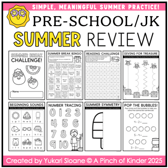 Pre-School JK Summer Review Cover