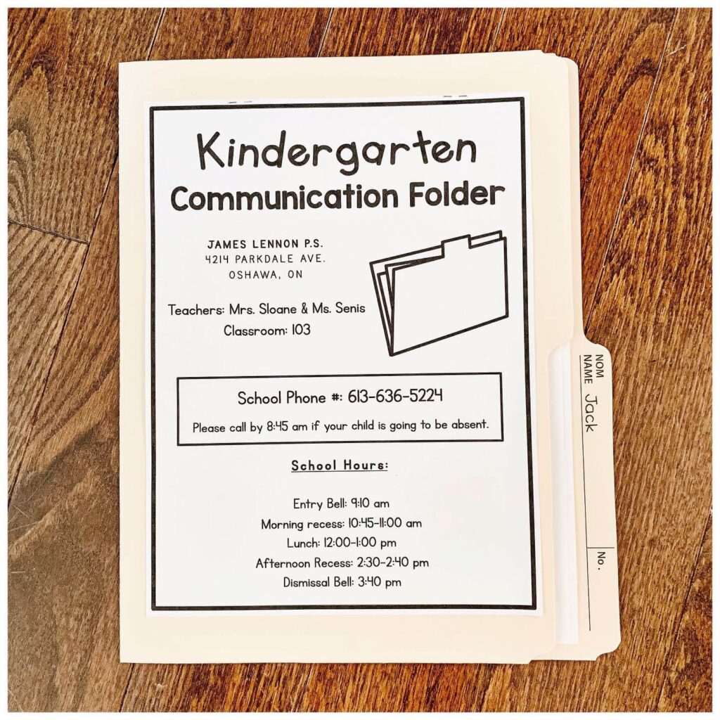 Kindergarten Communication Folder Cover