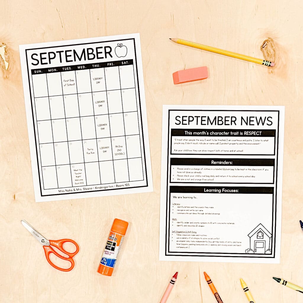 september calendar and newsletter