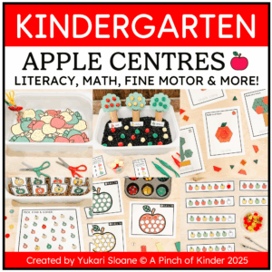 Kindergarten Apple Themed Centers: Literacy, Math, Fine Motor & More! Cover