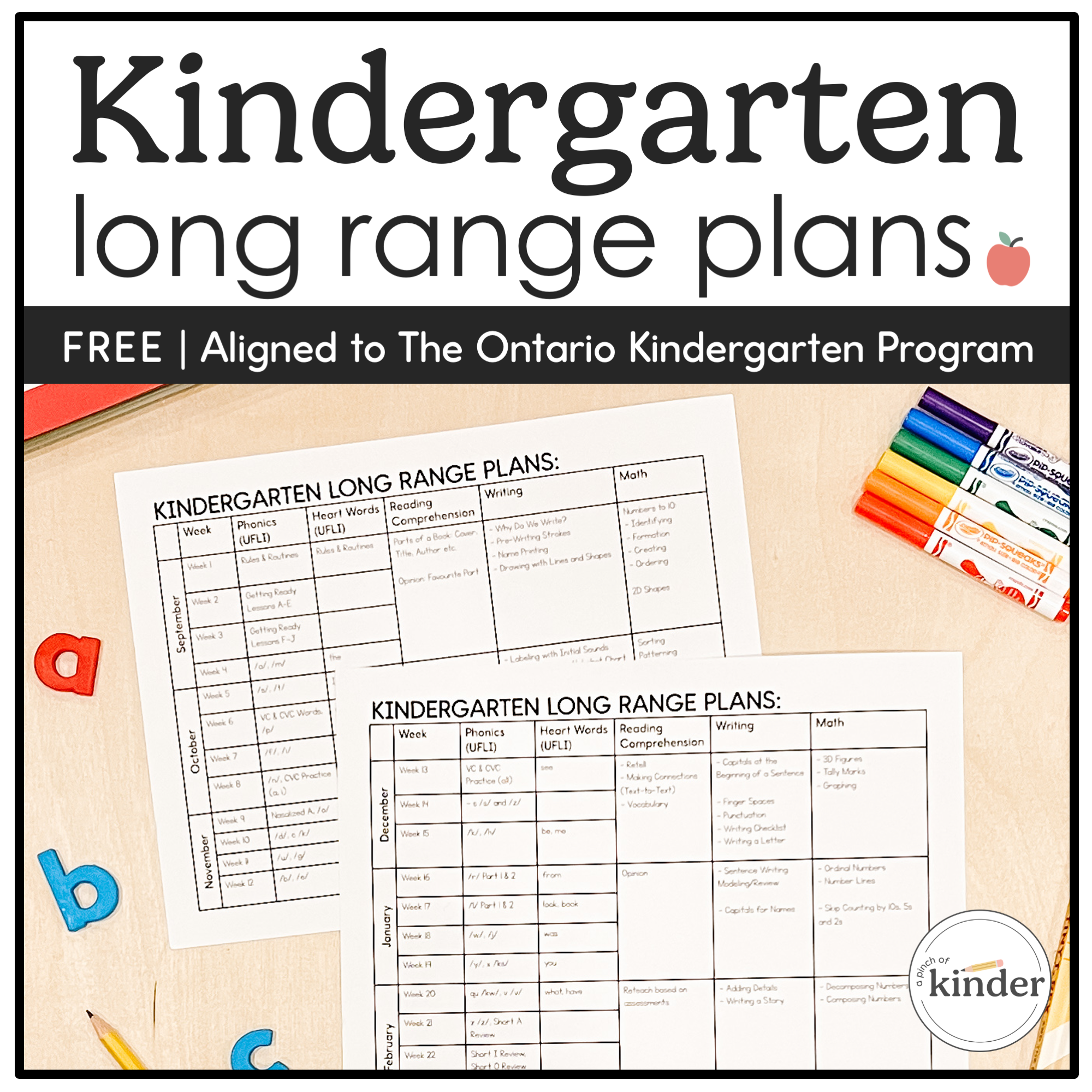 Kindergarten Long Range Plans Cover
