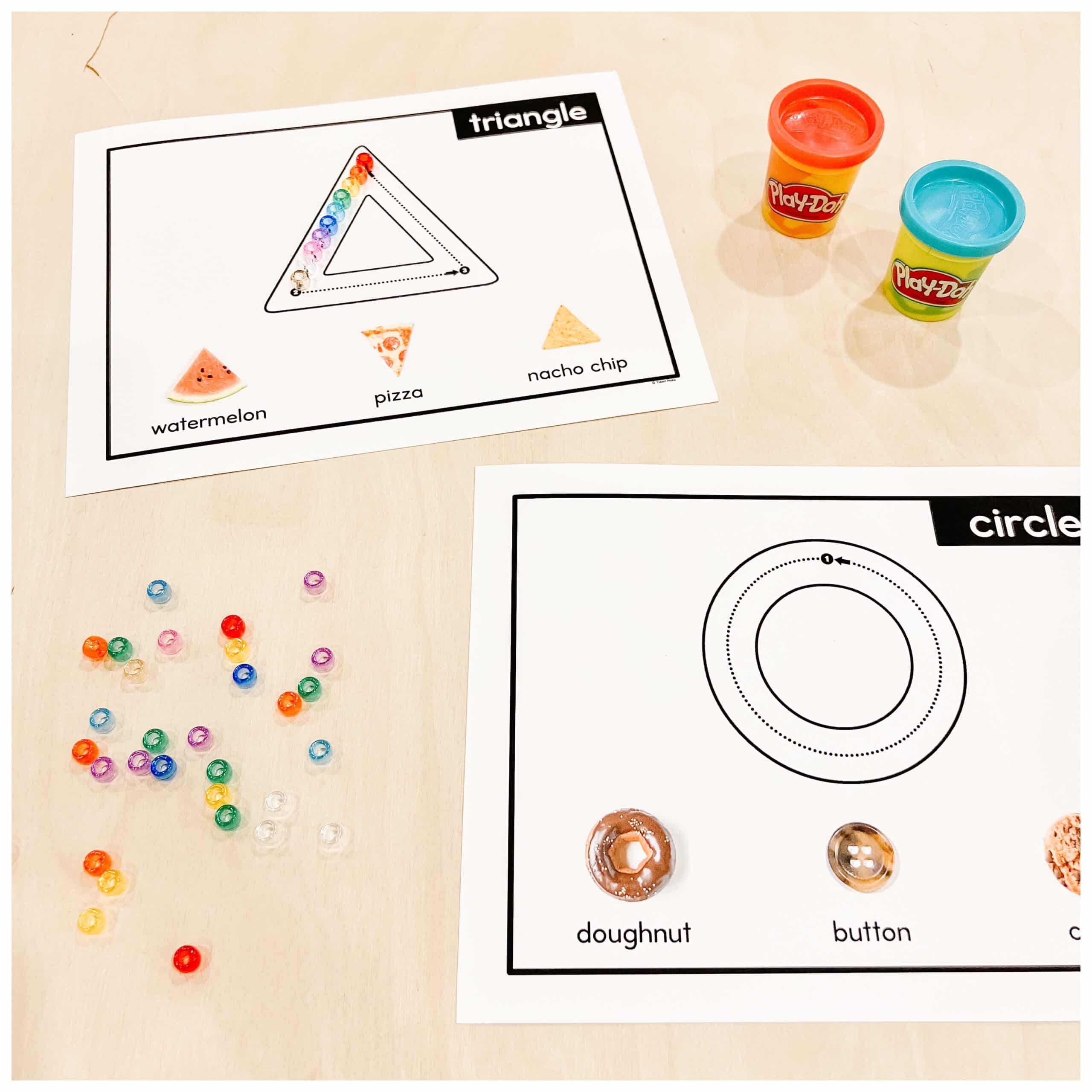 2D shape play dough and loose-parts mats for Kindergarten
