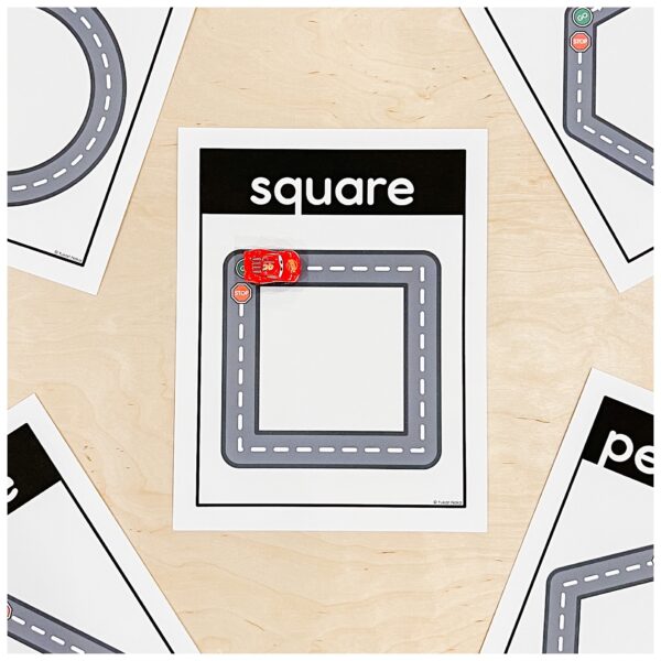 2D Shapes for Kindergarten 14 Square shape road with a toy car for Kindergarten