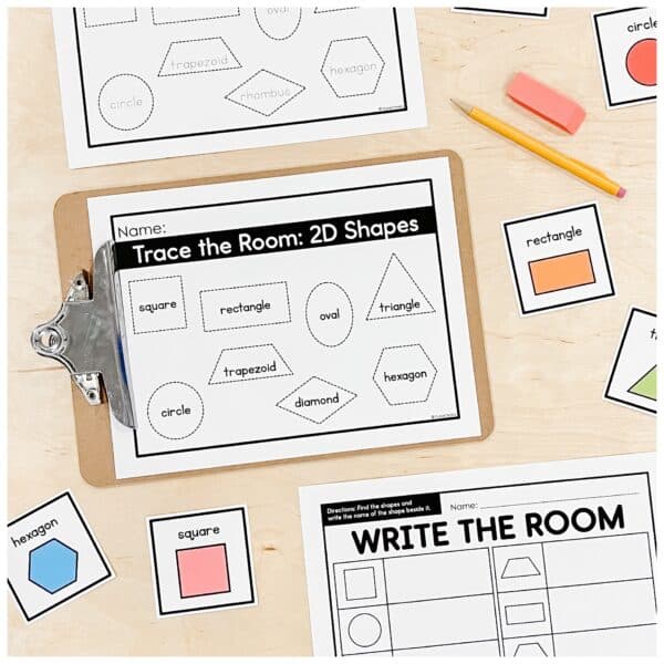 2D Shapes for Kindergarten 20 Trace the Room 2D shape activity for Kindergarten