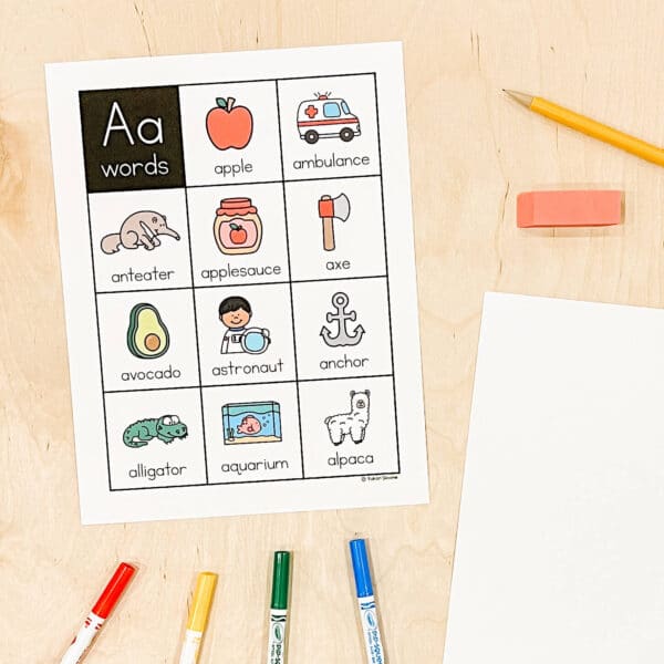 Alphabet Word Chart Letter A Alphabet Word Chart Letter A