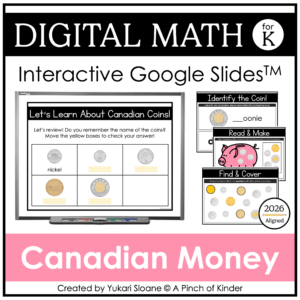 Digital Math for Kindergarten | Canadian Coins & Bills ($5/$10) | Google Slide™