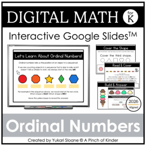 Digital Math for Kindergarten Ordinal Numbers Cover