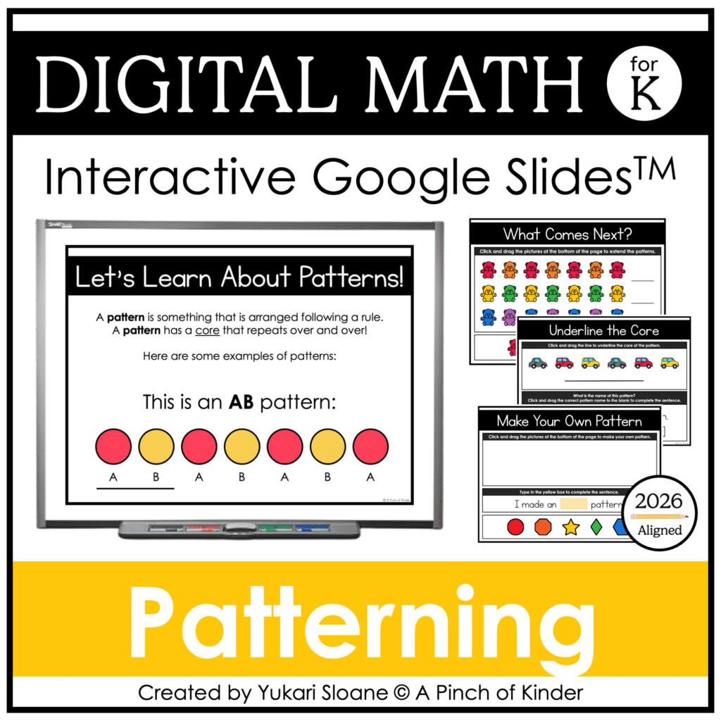 Digital Math for Kindergarten Patterning Cover