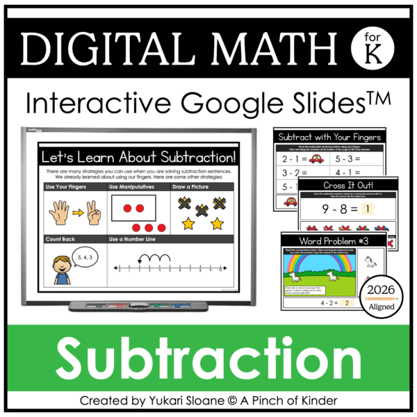 Digital Math for Kindergarten Subtraction Cover Digital Math for Kindergarten Subtraction Cover