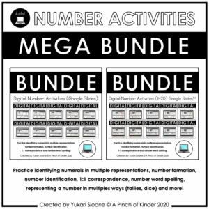 Digital Number Activities 1-20 Bundle Cover