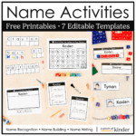 Editable Name Activities for Kindergarten | Name Practice Printables | FREE Cover