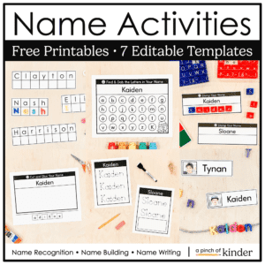 Editable Name Activities for Kindergarten | Name Practice Printables | FREE