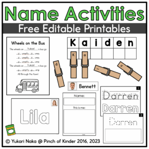 Editable Name Activities for Kindergarten | Name Practice Printables | FREE Cover