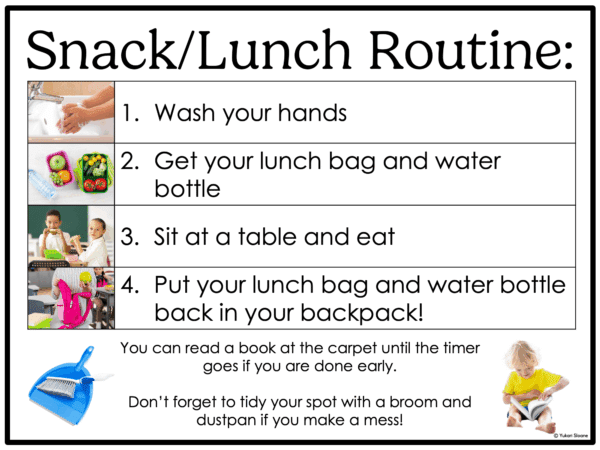 First Week of School Snack and Lunch Routines First Week of School Snack and Lunch Routines