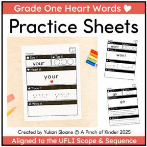 Great One Heart Word Practice Sheets Cover