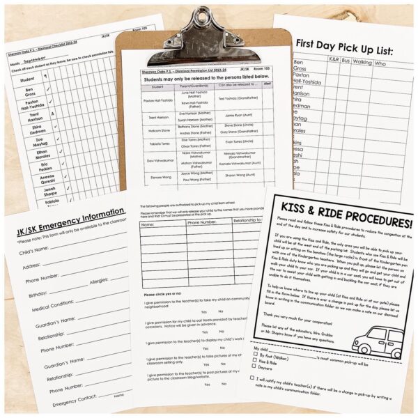 Kindergarten Back to School Forms and Assessments 1 Kindergarten Back to School Forms and Assessments 1