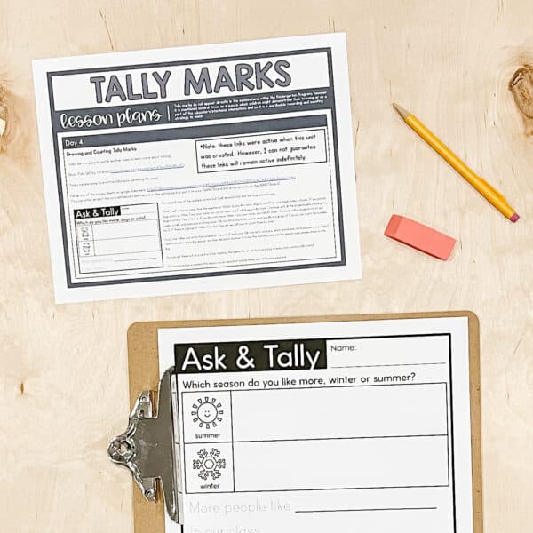Kindergarten Tally Marks Lessons & Centres 3 Kindergarten Tally Marks Lessons & Centres 3