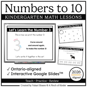 Numbers to 10 Kindergarten Math Lessons | Ontario 2026 Aligned Cover