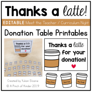Thanks a Latte! Donation Table Printables Cover