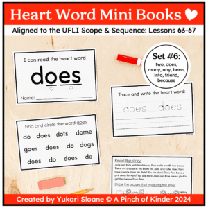 heart word mini books set 6 cover