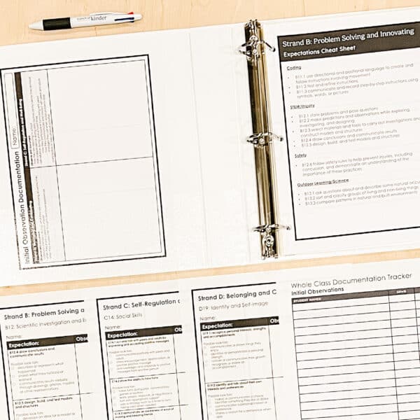 Ontario Kindergarten Assessment & Documentation Binder for Strands B, C & D 01 Ontario Kindergarten Assessment & Documentation Binder for Strands B, C & D 01