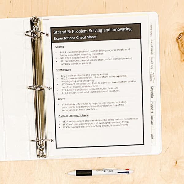 Ontario Kindergarten Assessment & Documentation Binder for Strands B, C & D 02 Ontario Kindergarten Assessment & Documentation Binder for Strands B, C & D 02