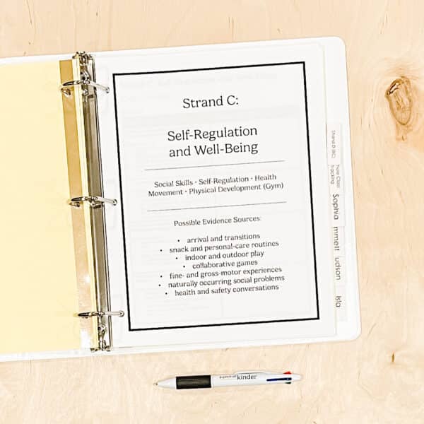 Ontario Kindergarten Assessment & Documentation Binder for Strands B, C & D 03 Ontario Kindergarten Assessment & Documentation Binder for Strands B, C & D 03