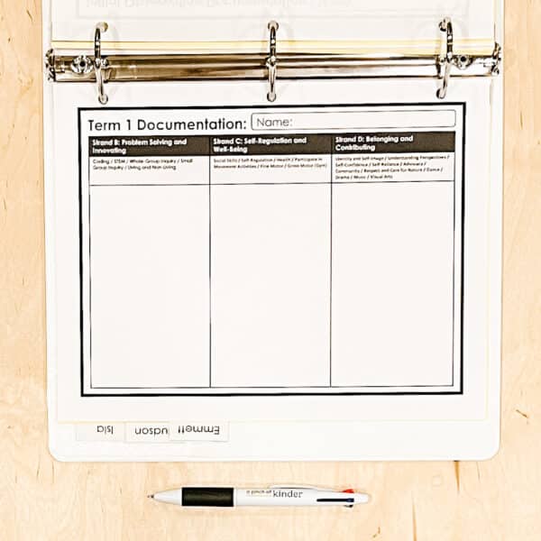 Ontario Kindergarten Assessment & Documentation Binder for Strands B, C & D 05 Ontario Kindergarten Assessment & Documentation Binder for Strands B, C & D 05